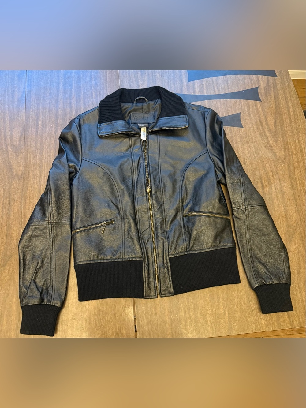 Austin Clothing Co. Black 100% Genuine Leather Bomber Moto Jacket size L